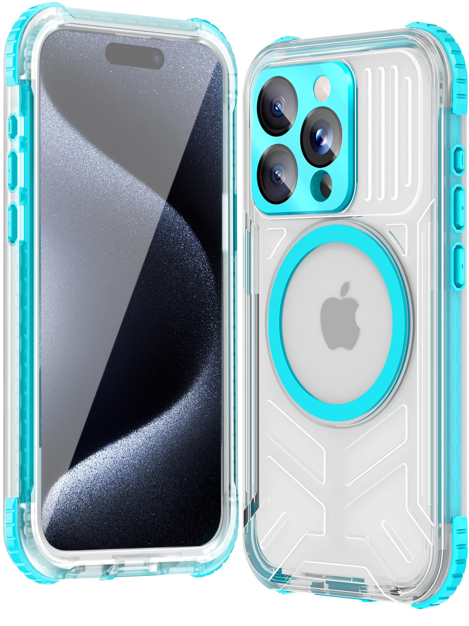 WIFORT for iPhone 15 Pro Max Waterproof Case, [IP68 Underwater Dustproof][Built-in Screen][15FT Military Shockproof], 360 Full Body Sealed Protection