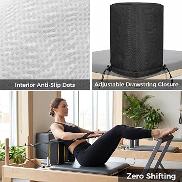 2 Pcs Pilates Reformer Shoulder Block Covers, Durable Adjustable Shoulder Rest Covers with Interior Anti-Slip Dots & Easy Drawstring, Reduce Friction & Pressure on Shoulders, Universal Fit for Most Pilates Reformer (Black)