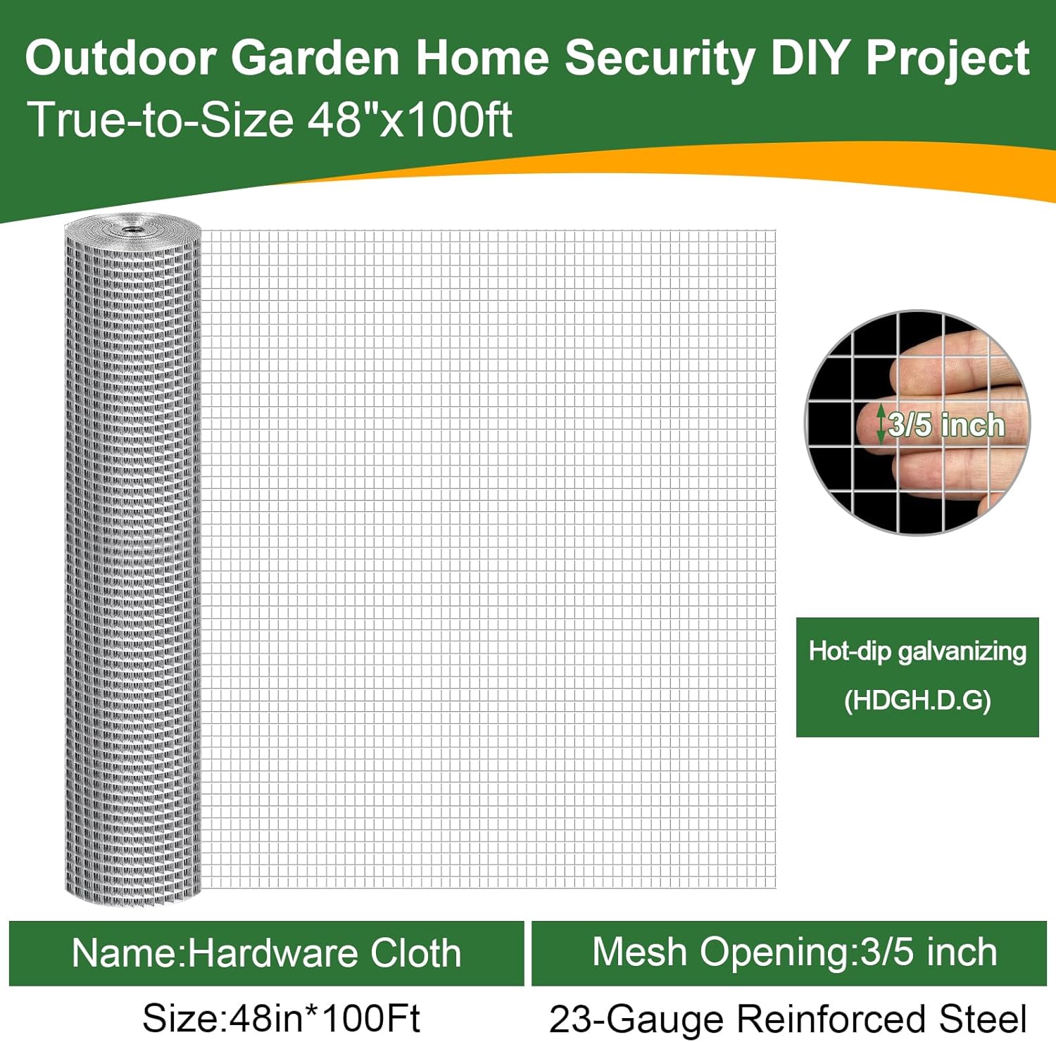 TNELTUEB 48in x 100ft Hardware Cloth Hot-Dip Galvanized Welded Wire Mesh - Heavy Duty 3/4inch 23 Gauge Chicken Wire Fencing for Garden, Chicken Coop, Rabbit Cage, Rodent & Predator Protection