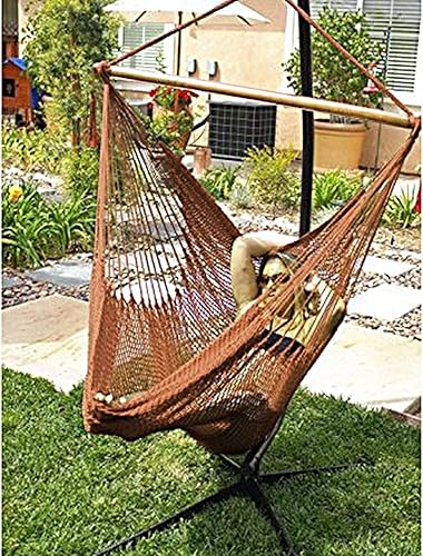 Miniatura 40 de Chihee Silla de hamaca súper grande, sillas colgantes de cuerda de algodón hilado suave, plegable y resistente, barra separadora de metal, asiento