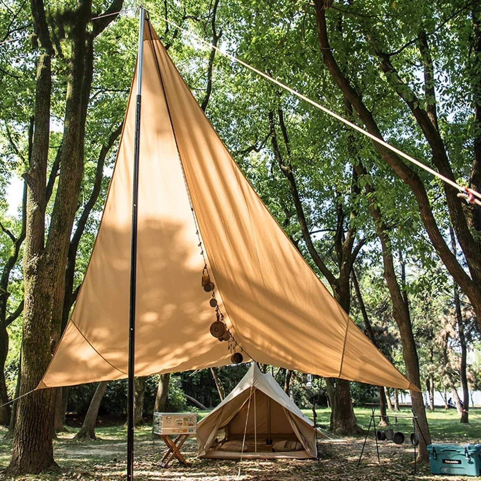 ZWEBY Camping Tent Tarp Draagbare Grote Ruimte Katoen Gemengde Stof Luifel Outdoor Camping Luifel voor Wandelen Vissen Picknick (Kleur: Natuurlijk, Maat: 628x416cm) Sport & outdoor