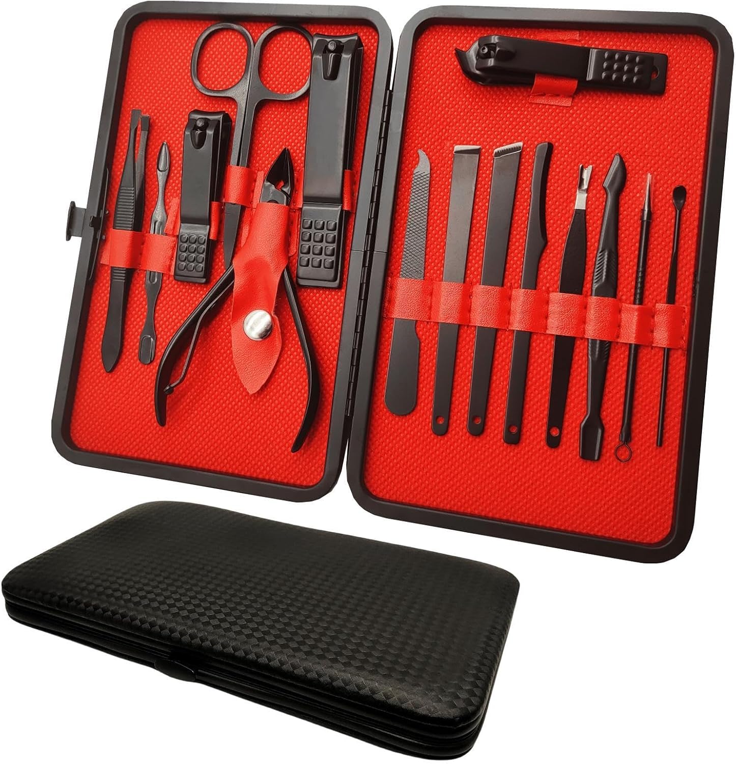 Manicure Set, Professional Nail Clippers Kit, Pedicure Care Tools,Manicure Set for Men and Women-Premium Stainless Steel with Black Leather Travel Case Set 15PC Great Gift(Black) Manicure Set, Professional Nail Clippers Kit, Pedicure Care Tools,Manicure Set for Men and Women-Premium Stainless Steel with Black Leather Travel Case Set 15PC Great Gift(Black)