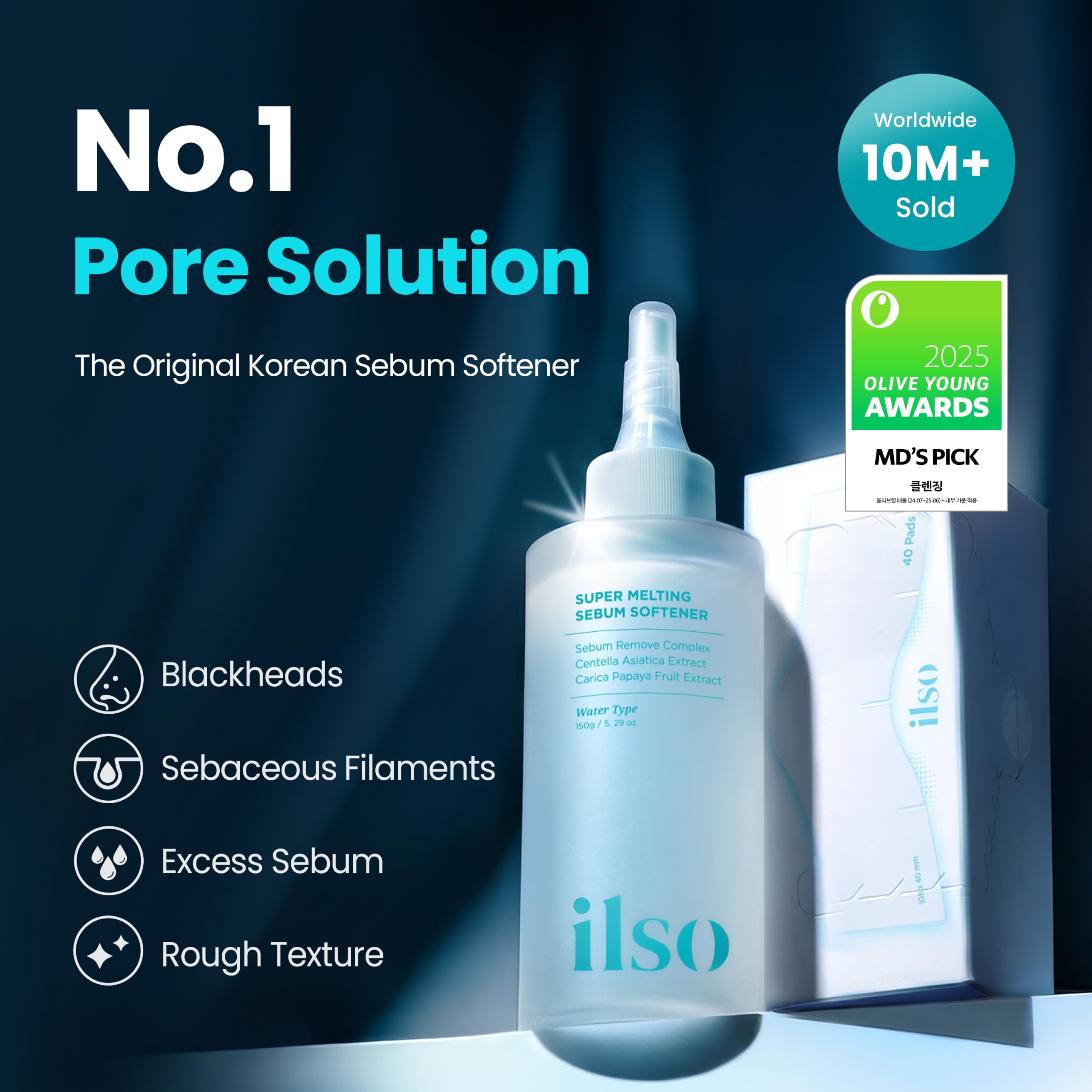 ilso Sebaceous Filament Care Bundle with Deep Clean Master Tool & Cotton Pads, Korean Skincare Pore Care Set
