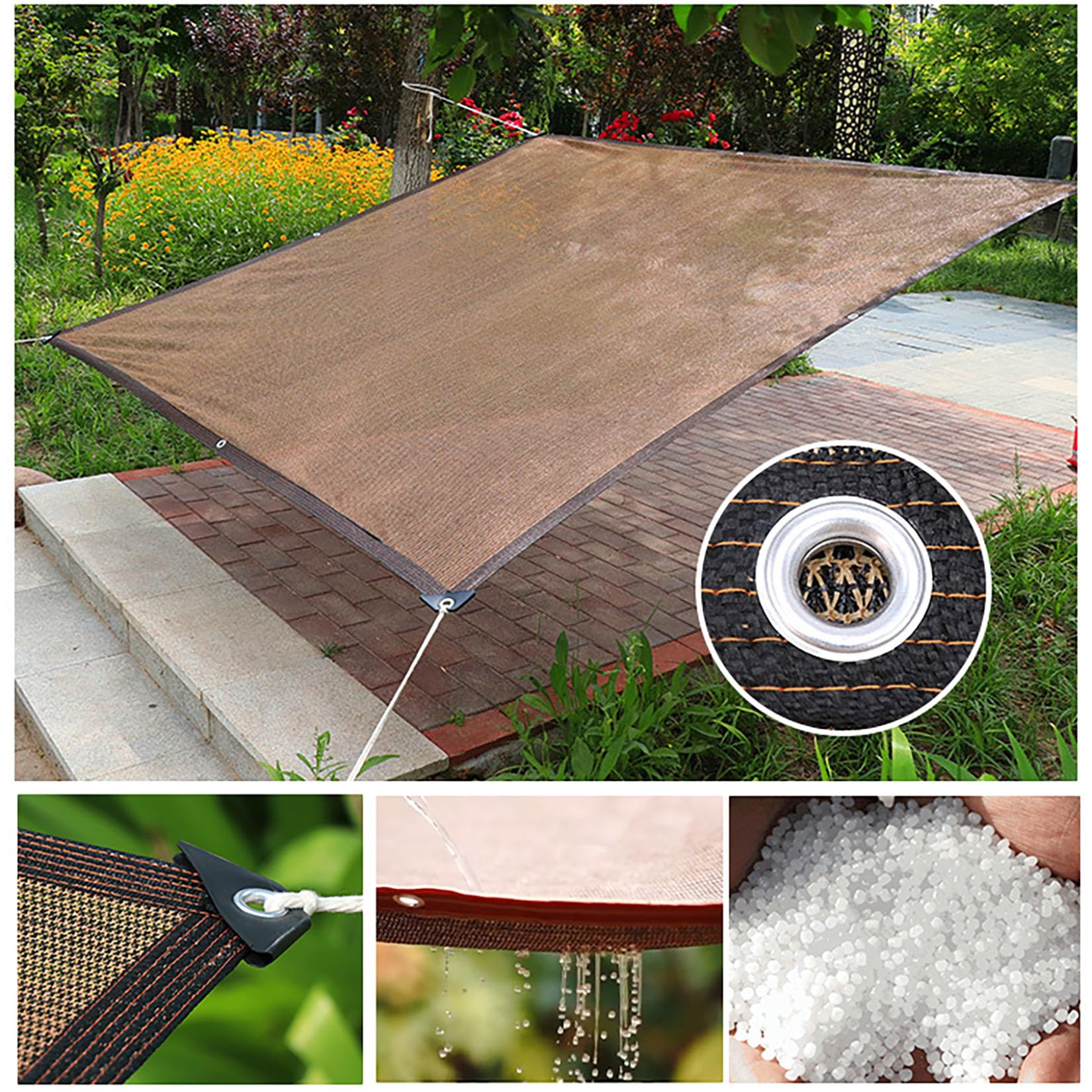 Malla de Sombreo Red de Sombra Malla Sombreadora Exterior con Ojales Café 90% Tasa de sombreado para Patio Plantas Pérgola Terraza Balcon Valla Jardin ocultacion(7x8m)