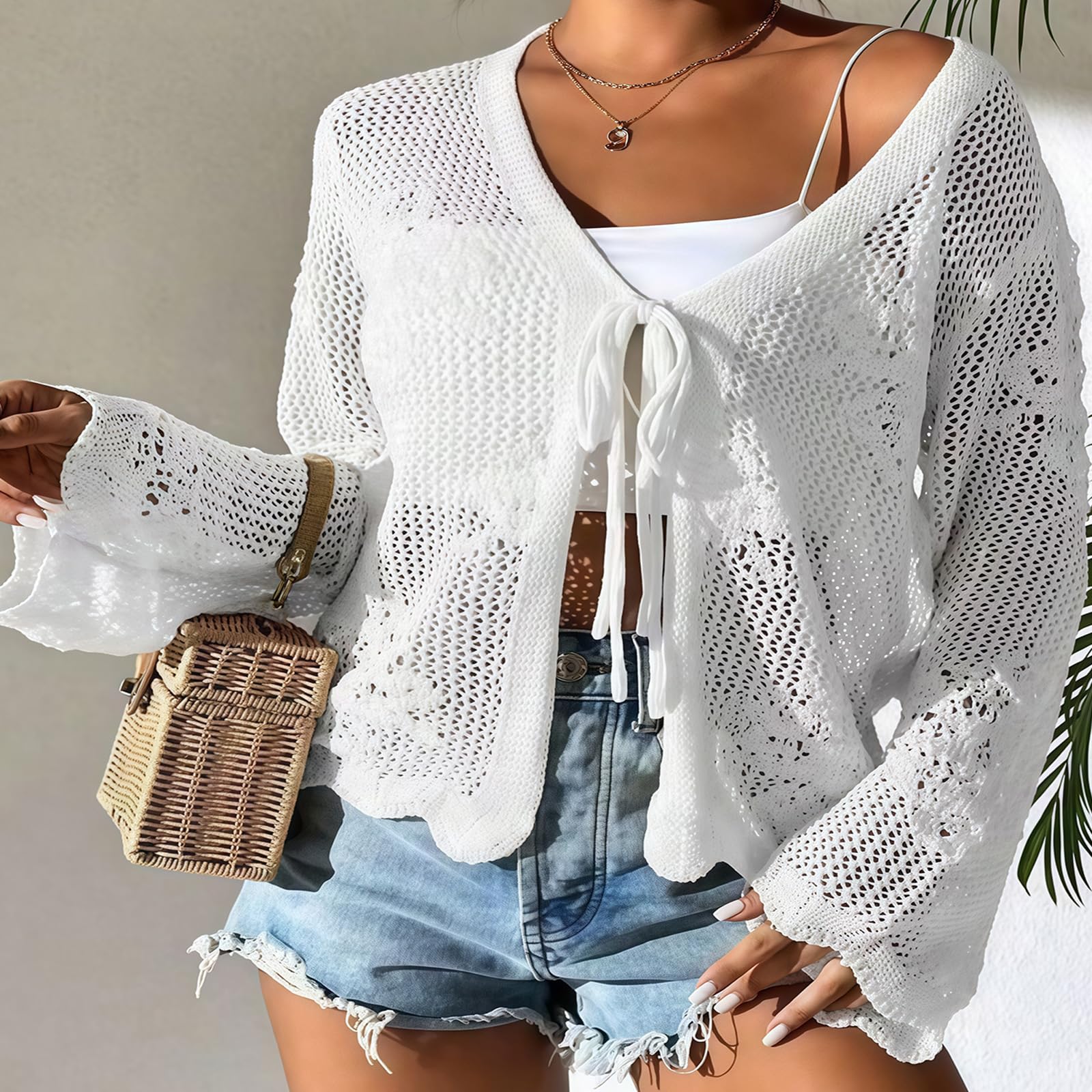 Hollow Out Design Swim Cover Up Kobiety Miękka Akrylowa Tekstura Stroje Kąpielowe Pokrowiec Odpowiedni na Plażę i Basen Sun Security Kostium Kąpielowy