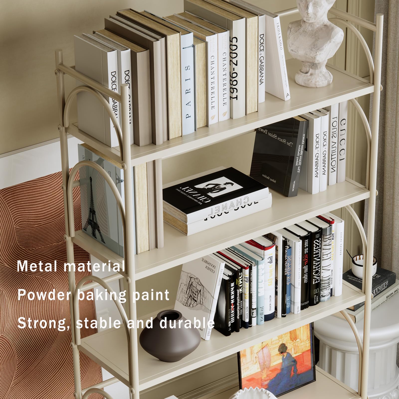 BUZUEY 5 Tier Bookshelf, Tall Bookcase Shelf, Modern Open Book Rack ...