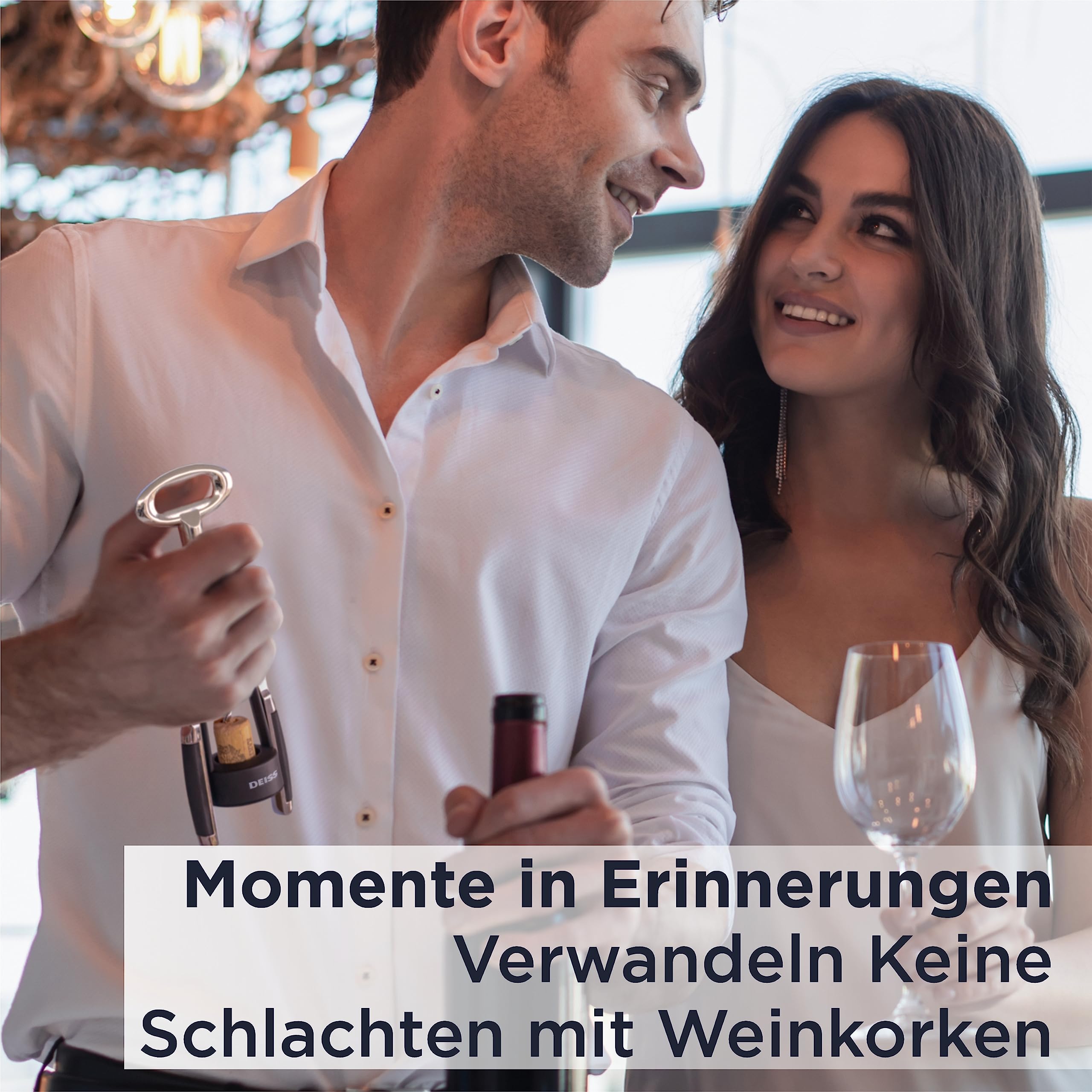Deiss PRO Wing Korkenzieher-Weinöffner – 2-in-1-Weinkorkenzieher und Bieröffner – Die einfachste Art, Weinflaschenkorken zu öffnen – Zuverlässiger und stabiler Weinöffner – Weinflaschenöffner