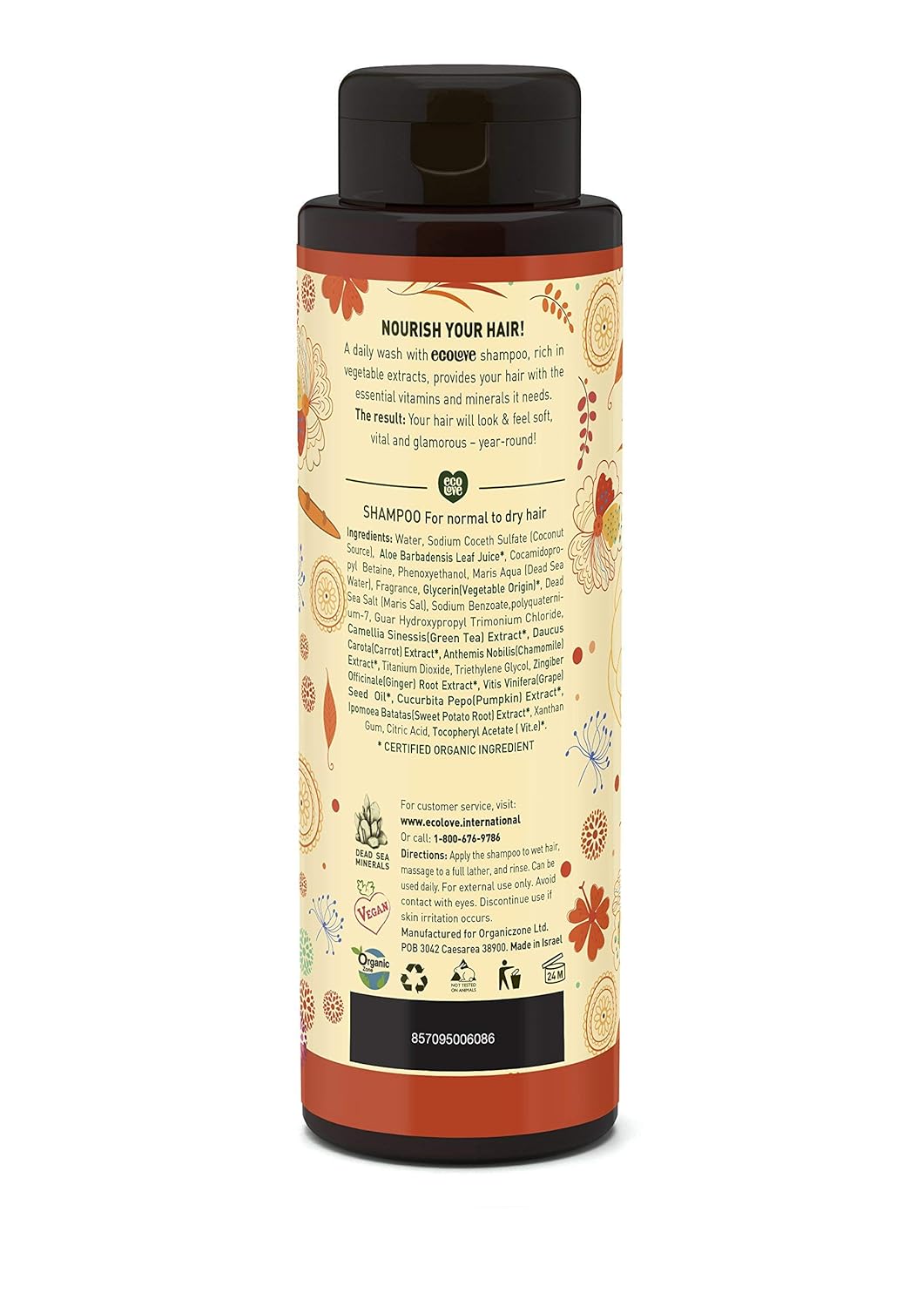 ecoLove - Natural Conditioner and Shampoo for Dry, Damaged Hair and Color Treated Hair - No SLS or Parabens - With Natural Carrot and Pumpkin Extract - Vegan and Cruelty-Free, 17.6 oz