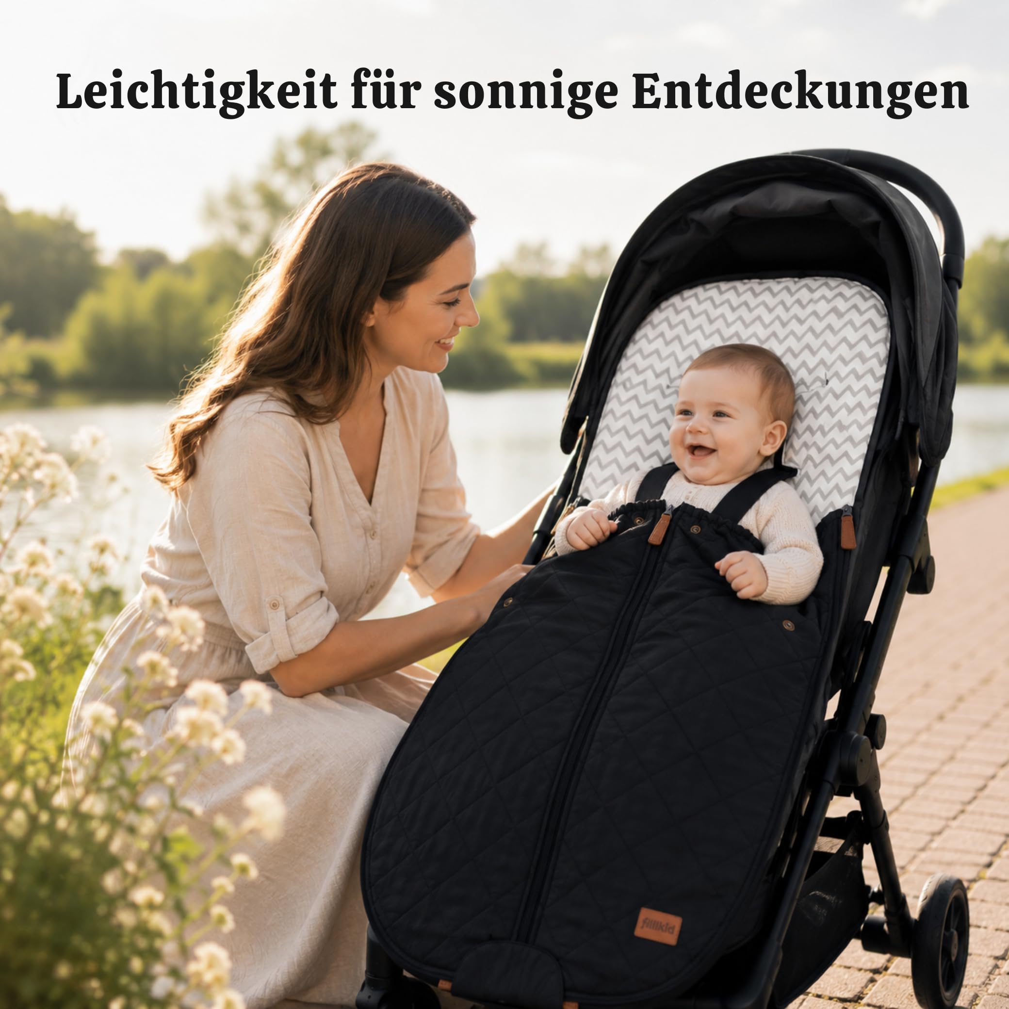 Fillikid Sommerfußsack Light Big Exklusiv 100x50cm Universal Kinderfußsack waschbar atmungsaktiv abnehmbar
