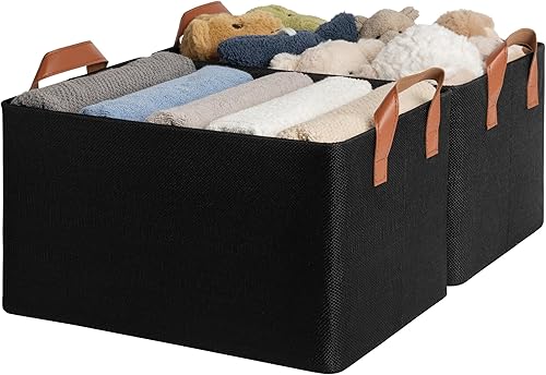 GRANNY SAYS Cestas de almacenamiento para estantes, organizadores de armario, contenedores de almacenamiento de ropa con marco de metal, cestas