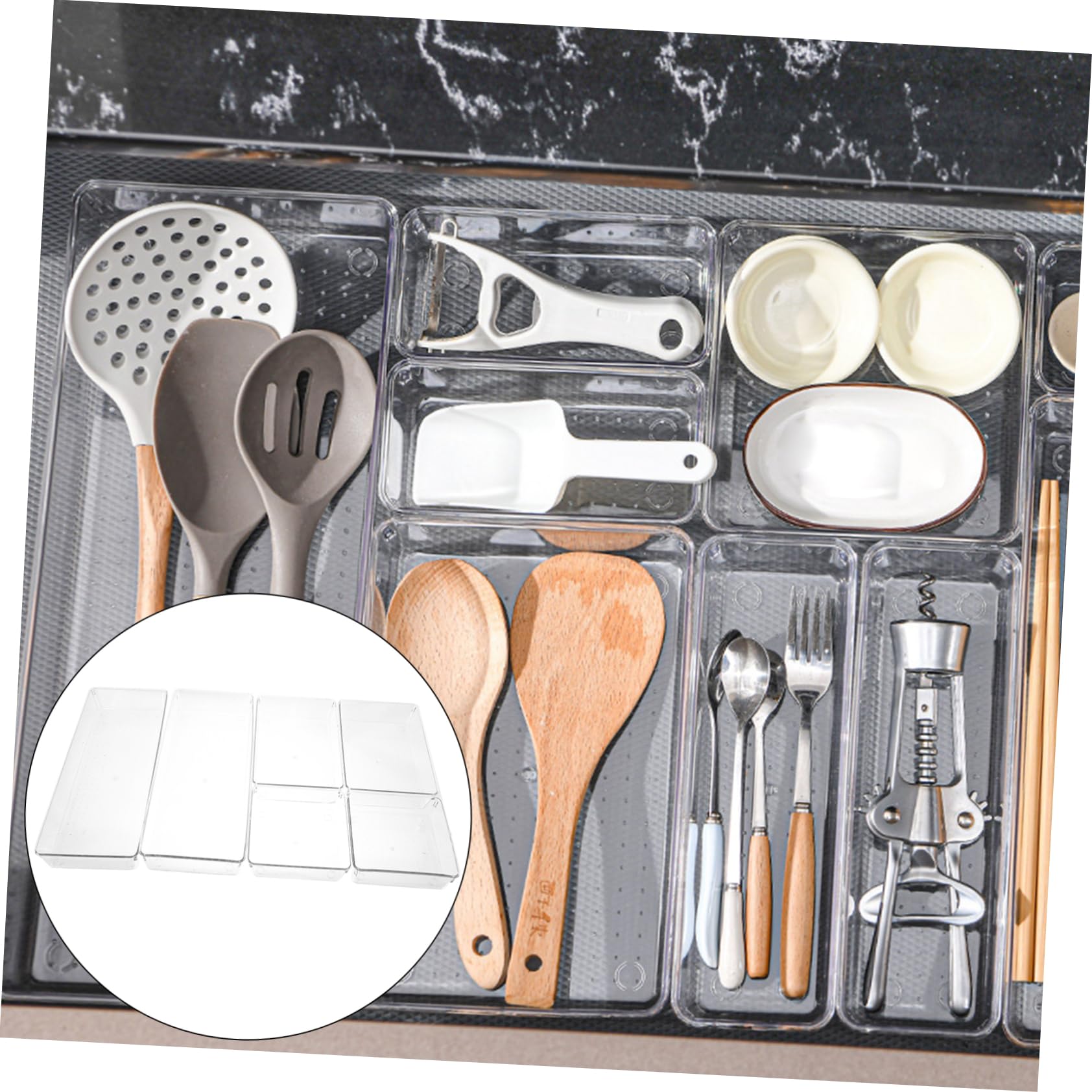 Tofficu Contenitori Organizer per Cassetti, 6 Pezzi in Pet Trasparente