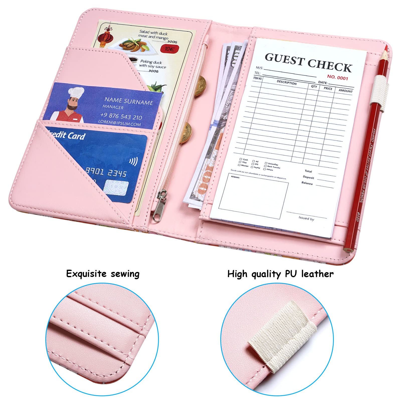 Aazon.co: Server Books For Waitress Leather Waitress Book Server With - View #11