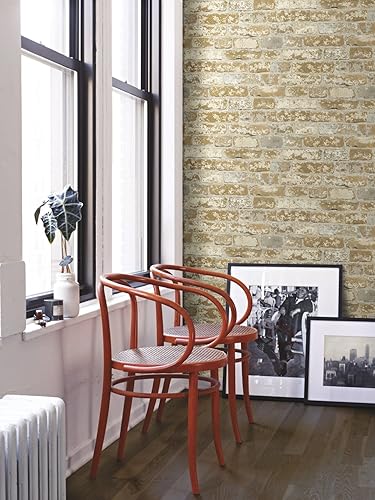 Miniatura 3 de RoomMates - RMK9037WP papel tapiz de ladrillo estucado marrón y papel adhesivo pintado de decoración