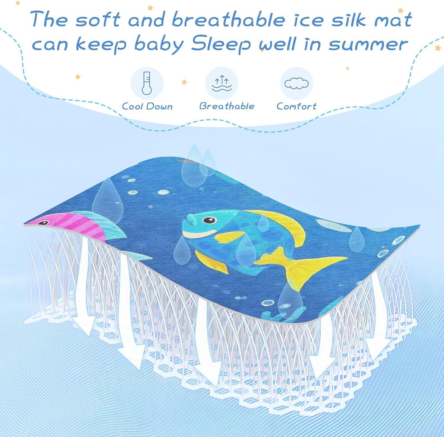 Cartoon Cute Color Fish Cooling Baby Mattress 28" x 52" Ultra Soft Mattress Protector Pads for Baby&Toddler