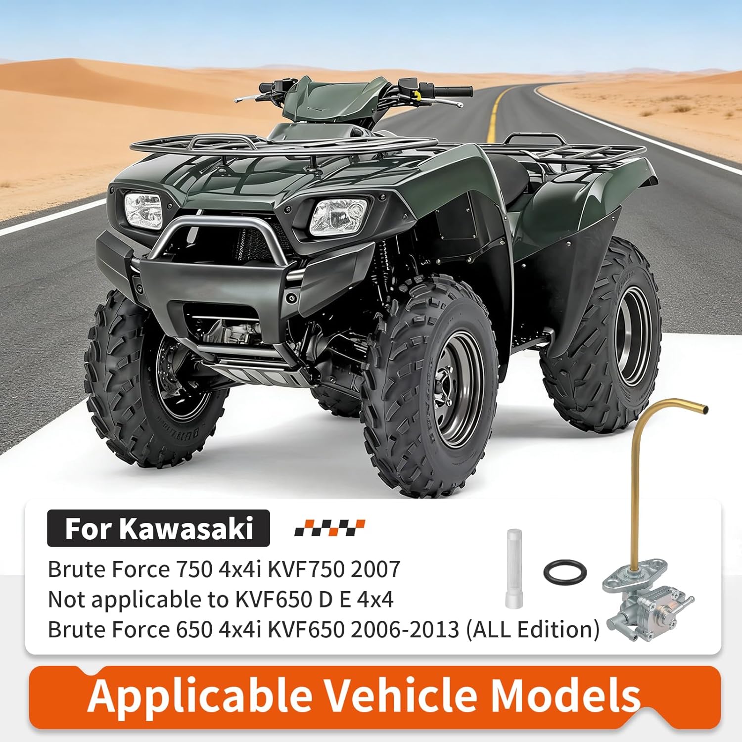 Fuel Petcock Valve Tap Assembly For Kawasaki Brute Force 650 4x4i KVF650 2006-2013 KVF750 2007(Not Applicable To KVF650D/E 4x4) 51023-0022