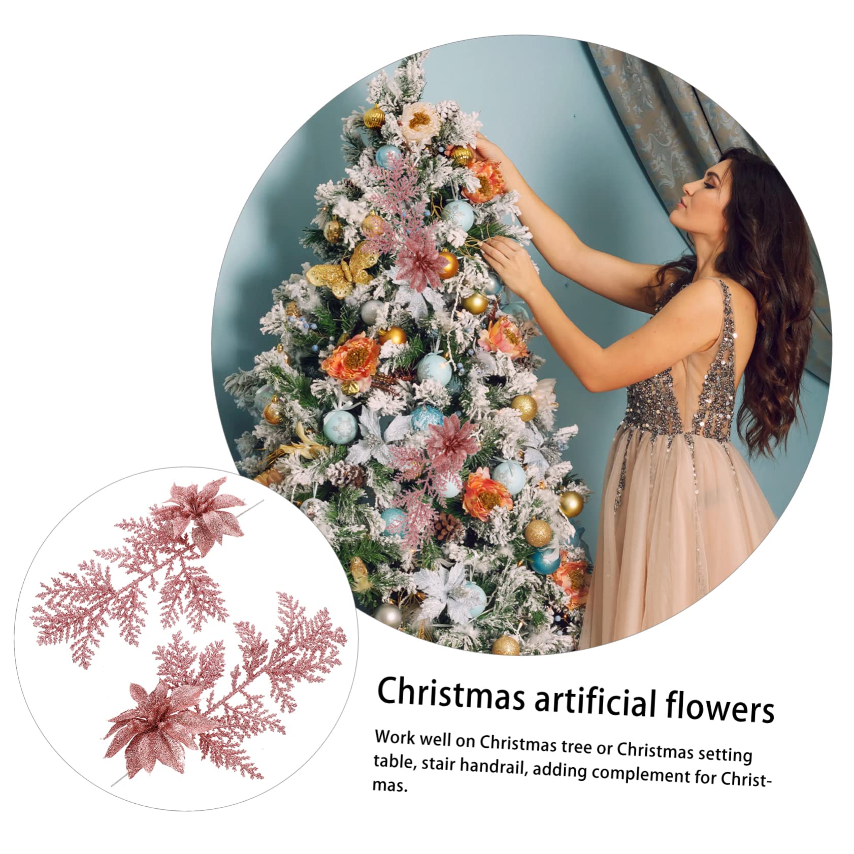 TOPBATHY 2 Set Di Rami Di Pino Natalizio Fiori Finti Decorativi Albero Raccoglie Imitazione Decorazione Per Casa Vacanze 6 Pezzi * 2