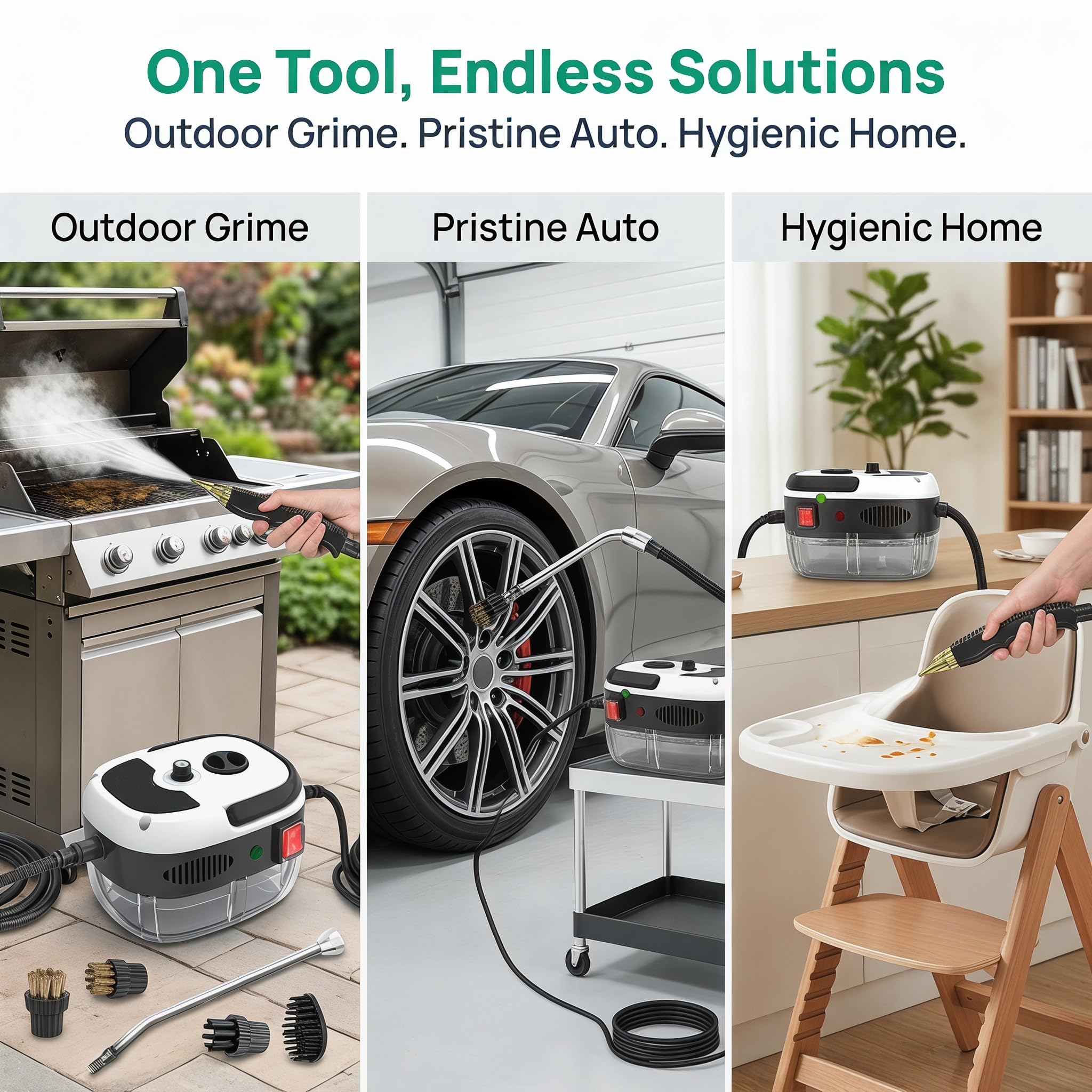 Handheld Steam Cleaner, 2500w High Temperature Pressurized Steam Cleaner for Home, Kitchen, Bathroom, Car Detailing，Grease & Grime Removal