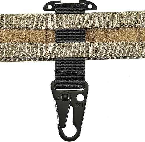 Tactical Belt Clip T-Mount Molle Clip Molle Bag Clip Tactical Clash Hook Hanging Carabiner, MOLLE Webbing Belt Clip with Metal Hook for Tactical