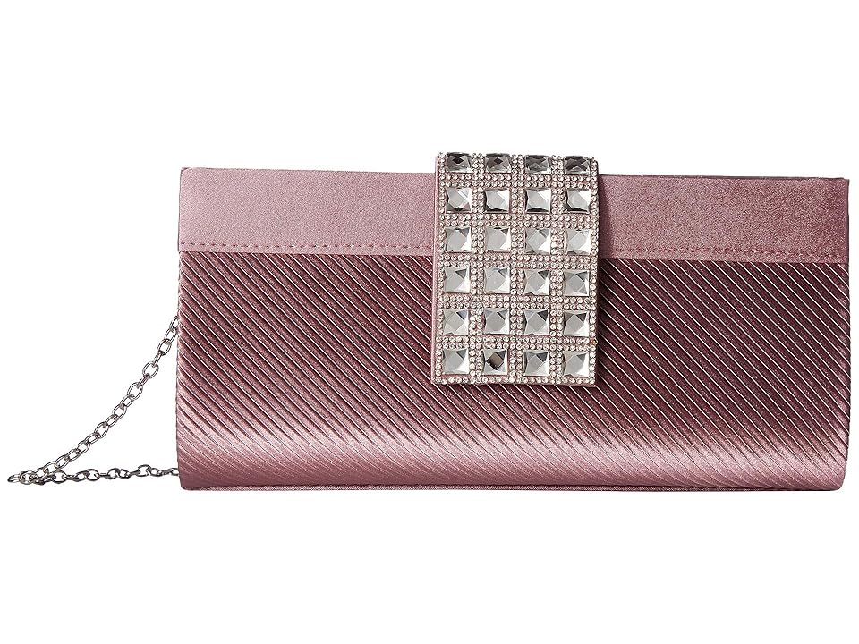 

Jessica McClintock Elina Jeweled Clutch (Dusty Lilac) Clutch Handbags, Purple