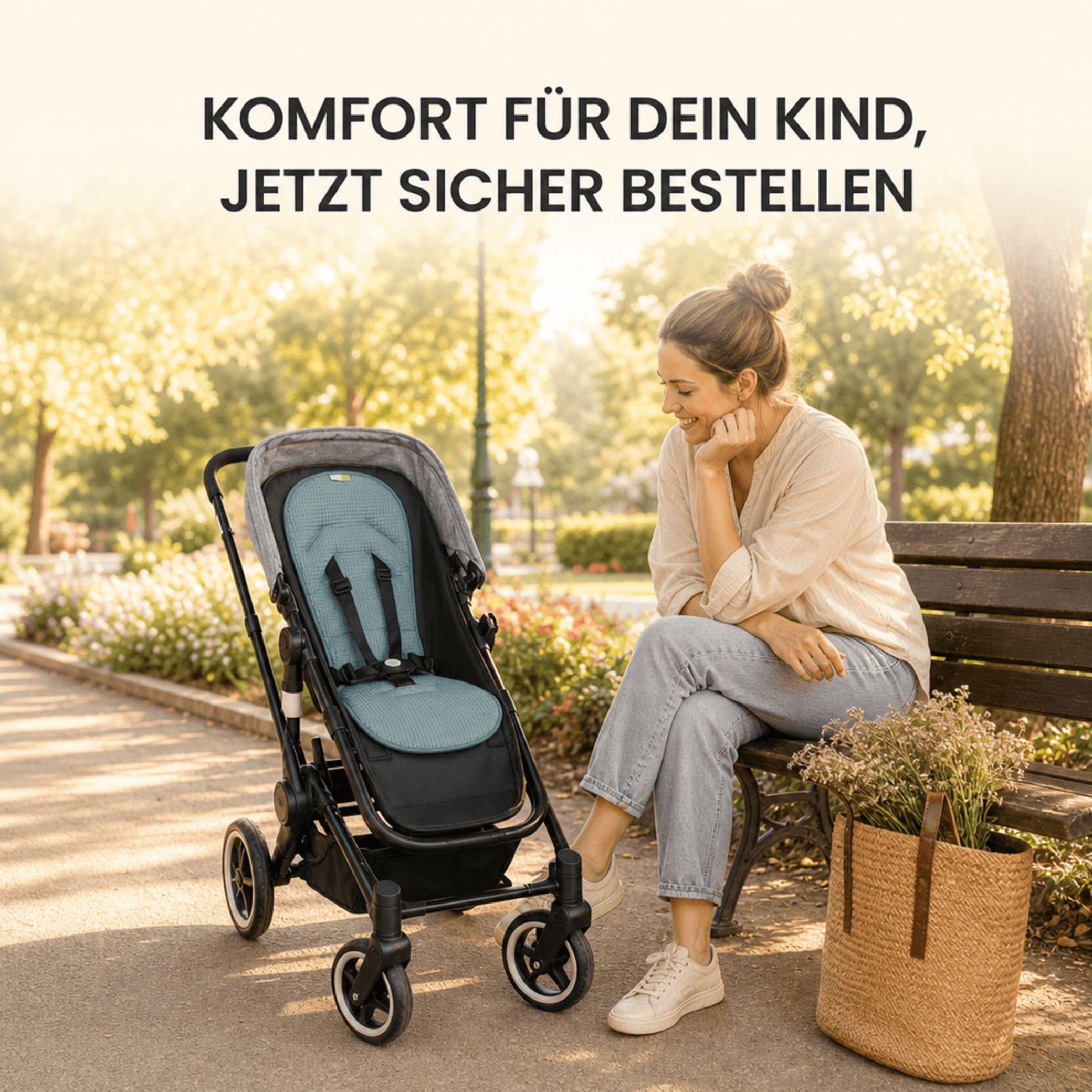 MEIKE 2in1 Sitzauflage Universale Sitzeinlage für Kinderwagen und Buggy 100% Baumwolle waschbar atmungsaktiv