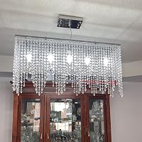 A1A9 Modern Téglalap Alakú Kristály Csillár - K9 Esőcsepp LED Mennyezeti Lámpa Nappaliba, Étkezőbe 80x40cm, Króm Kivitel, E14 Foglalat 5
