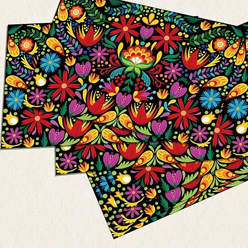 Miniatura 3 de Paquete de 50 manteles individuales de papel desechables para fiesta mexicana, 16 x 11 pulgadas de diámetro de los muertos, manteles individuales