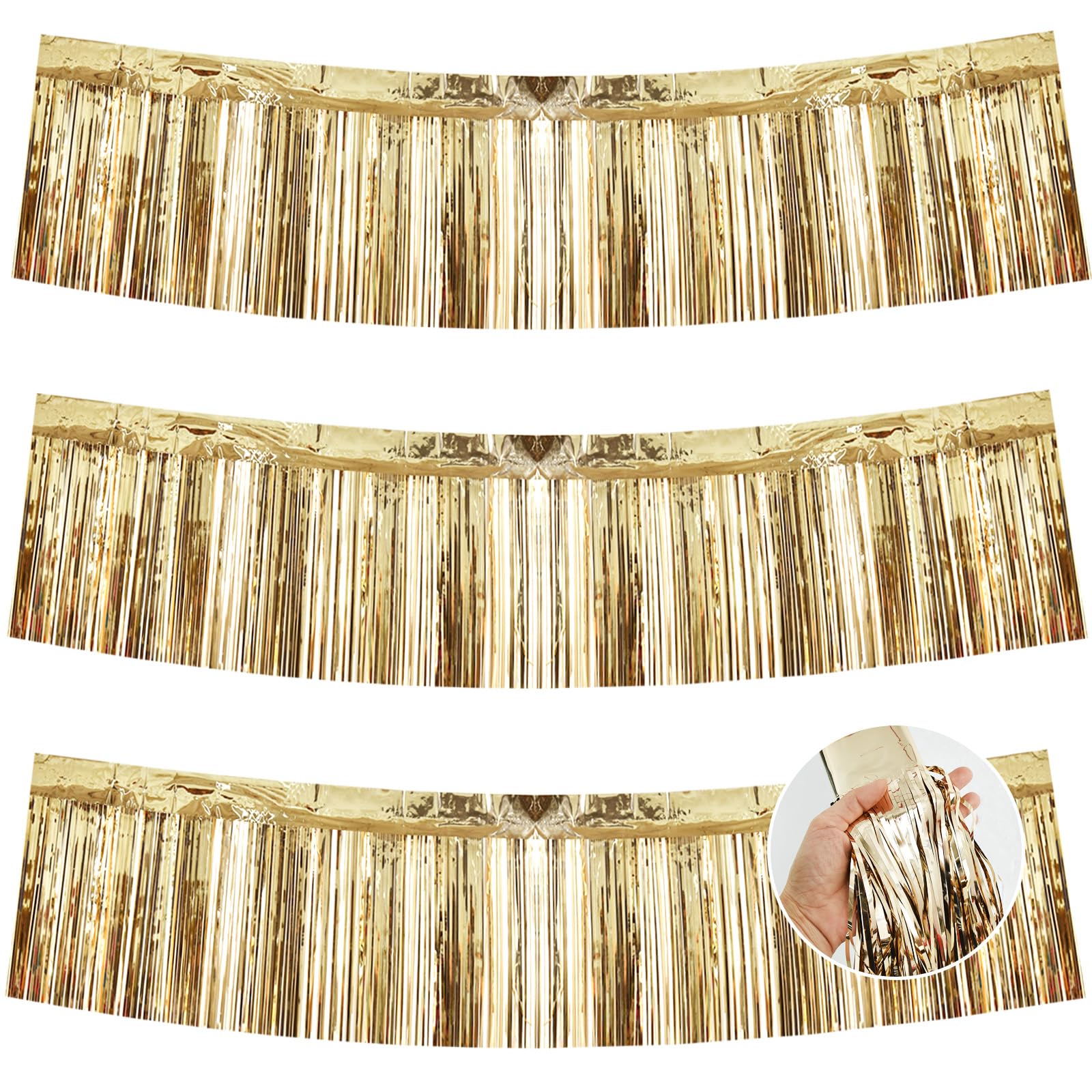 BEISHIDA Champagne Fringe Garland Banner 30ft Wall Tinsel Foil Streamers