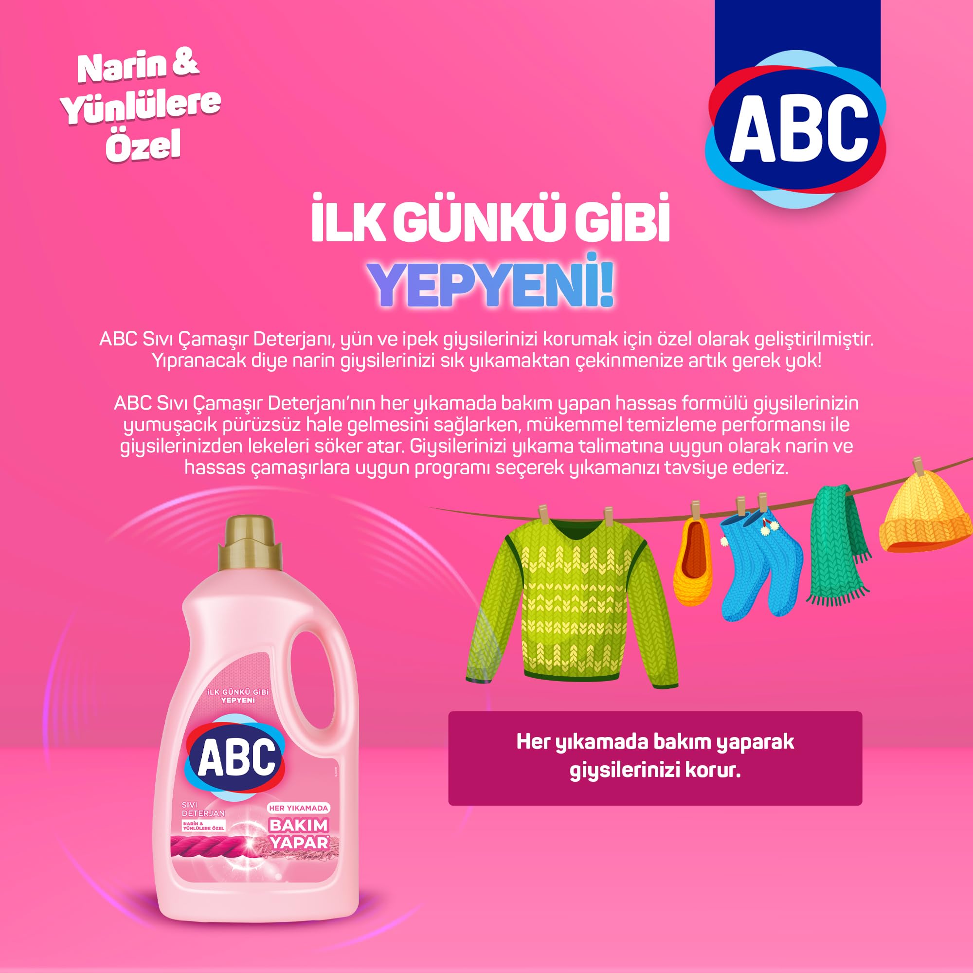 ABC DETERJAN Sıvı Çamaşır Deterjanı Narinler 3 L