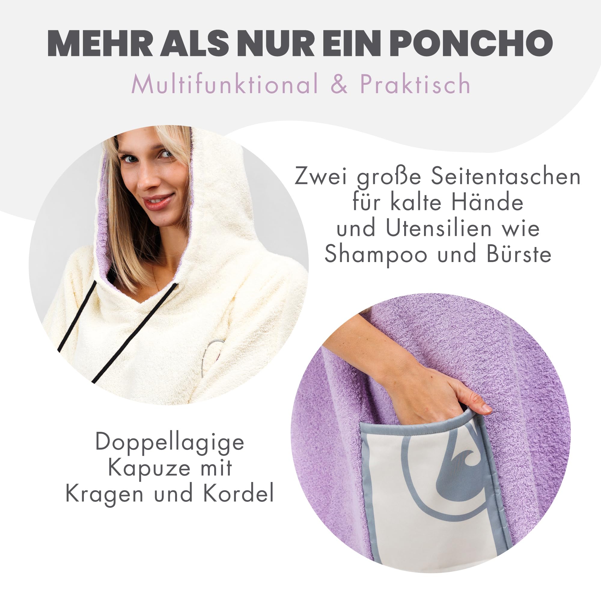 Poncho Wave Hawaii Cotton Velours Poncho Petrol M WH4020 Multikleur 100 X 75 Cm