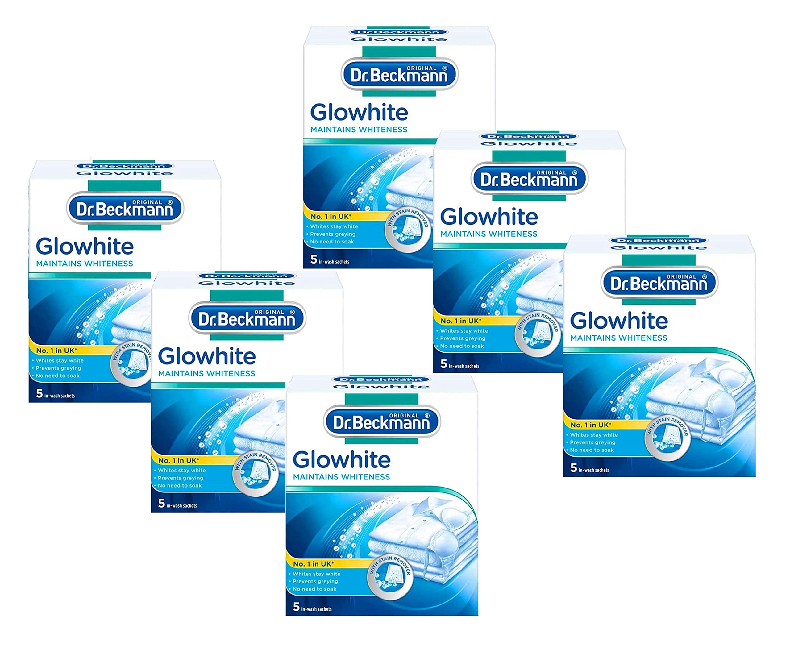 Dr. Beckmann Super White | Removes Grey Discoloration Combats Yellowing Getting Laundry Whiter, Glowhite Fabric Whitener with Stain Remover (30 x 40g Sachets) 1200g