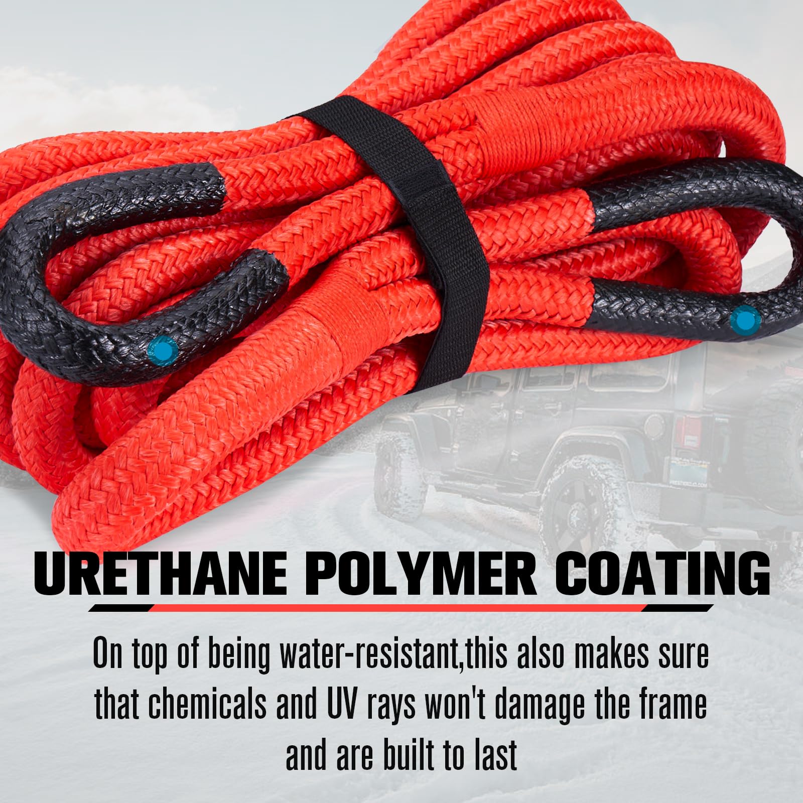 Kinetic Recovery Rope 3/4 Inch X 20 Ft 16700 Lb Breaking Strength Heavy Duty Tow Straps For Trucks ATV UTV - View #12