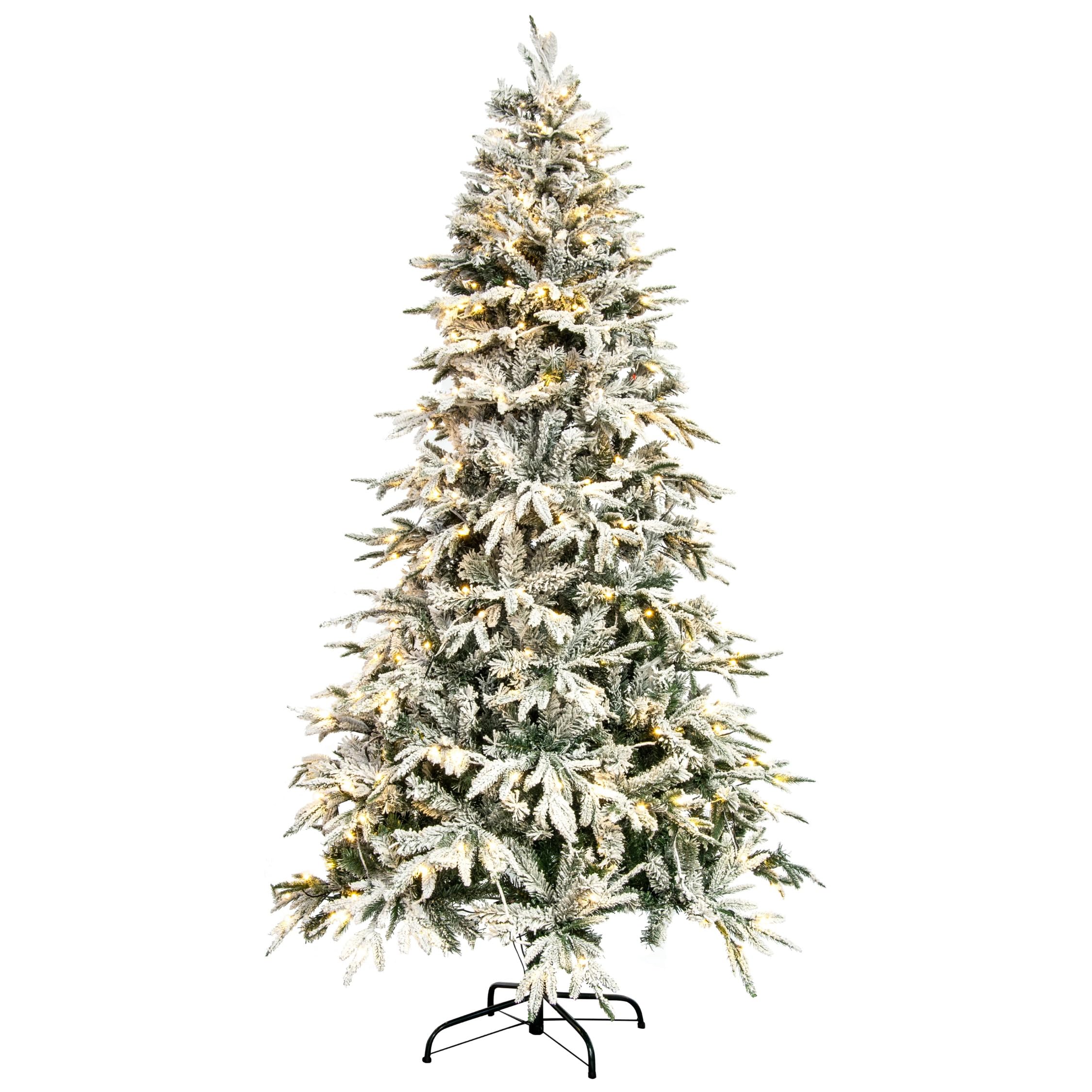 Christmas Tree World Green The 4Ft Pre-Lit Snowy Alpine Tree Warm White