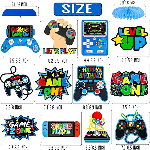 Miniatura 2 de Centros de mesa de panal para videojuegos, 12 piezas, centros de mesa de fiesta de juegos, decoración de cumpleaños, decoración de mesa temática de