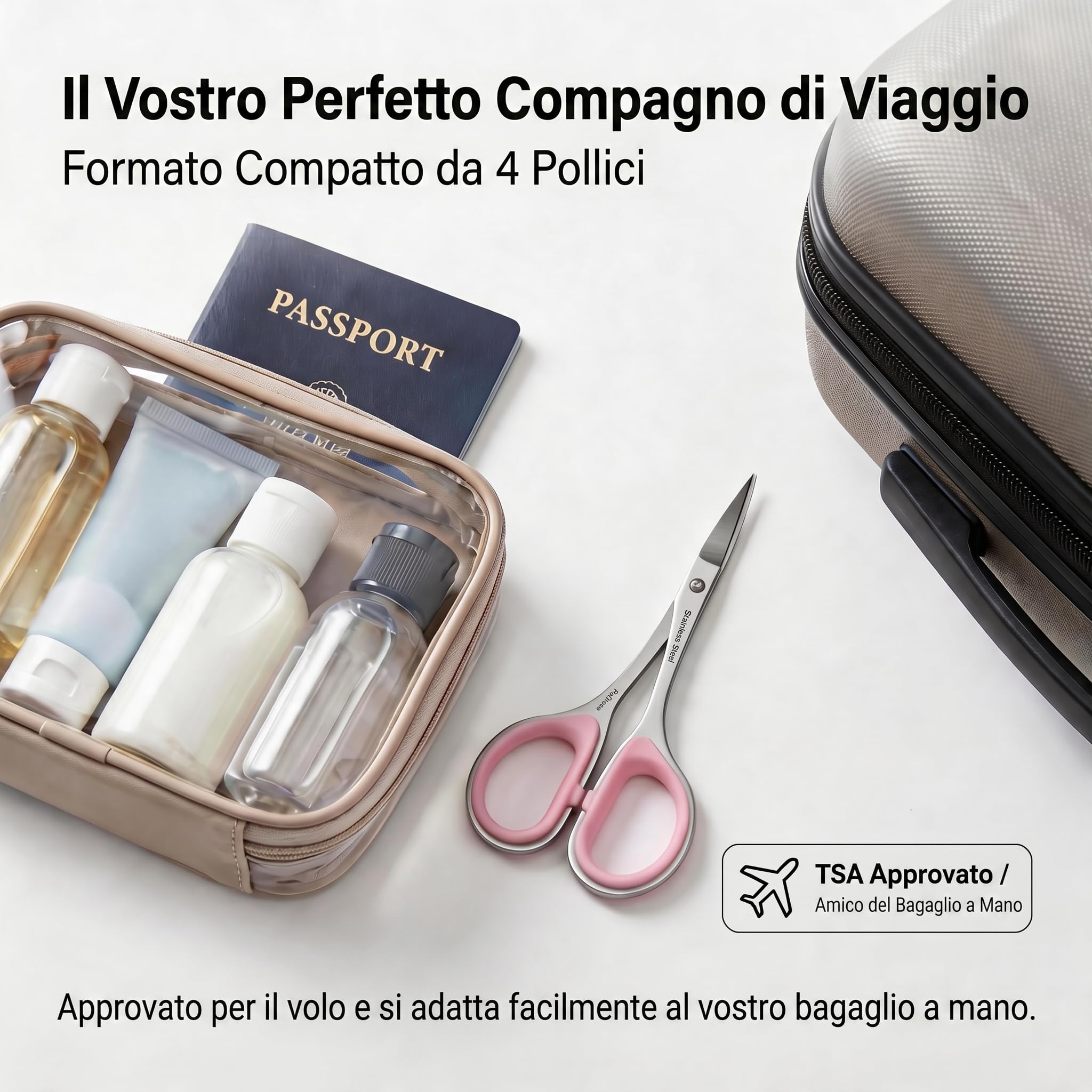 PAFASON Piccolo Cuticole Forbici Set, 2 Pezzi Multiuso Curvo Dritto Precisione Punta Manicure Pedicure Bellezza Toelettatura Strumento per Unghie Pelle Secca, Custodia Pelle Premium