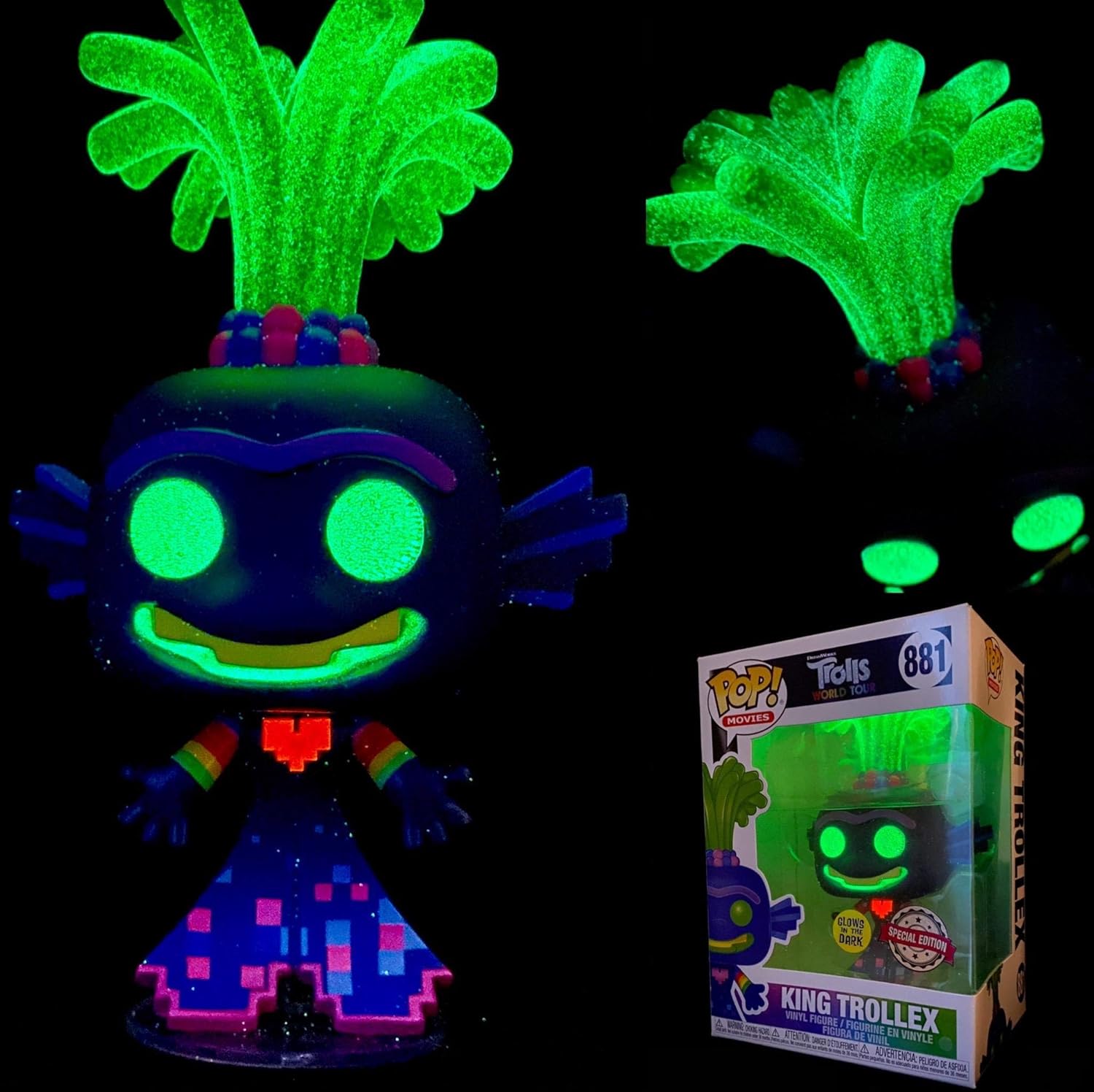 Pop Movies trolls World Tour Special Limited Edition King Trollex Glow In The Dark! #881, Multicolored - Image 4