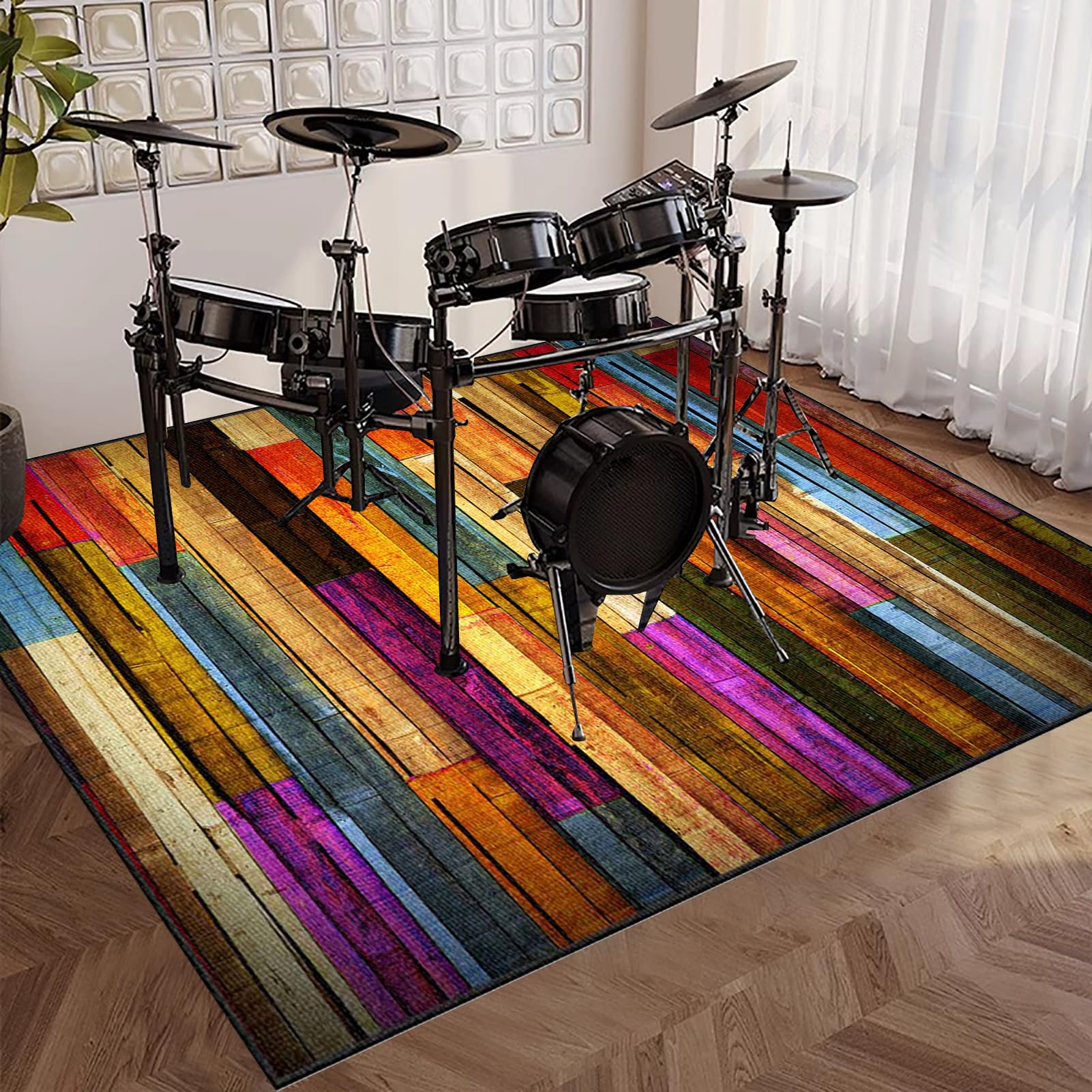 Tappeto per Batteria Tappetino per Batteria Drum Tappeto Insonorizzato per Batterie Elettroniche Rullante Acustica Snare Drum Strumenti Musicali Coperta Antiscivolo 140 x 90 cm Tappeti per Batteria