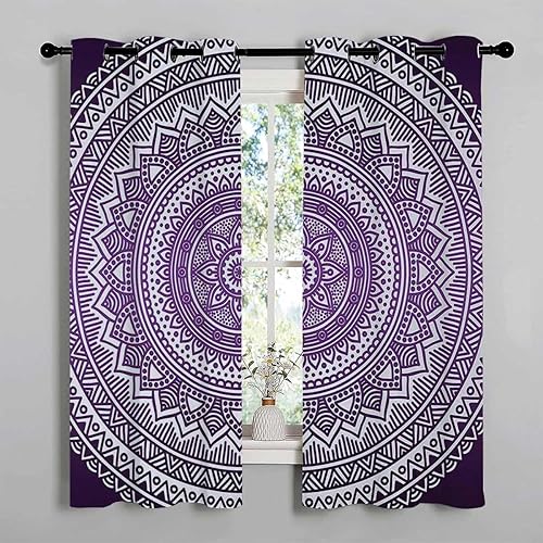 Miniatura 2 de Cortinas para Cocina - Cortina corta de acordeón con ojales morados, para garaje, 72 pulgadas de ancho por 72 pulgadas de largo, 2 paneles