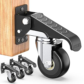 HOLKIE Retractable Casters Heavy Duty Casters with Lifting and Lowering Function Maximum Load of 700 lbs 4 casters for Workbenches or Other Equipment