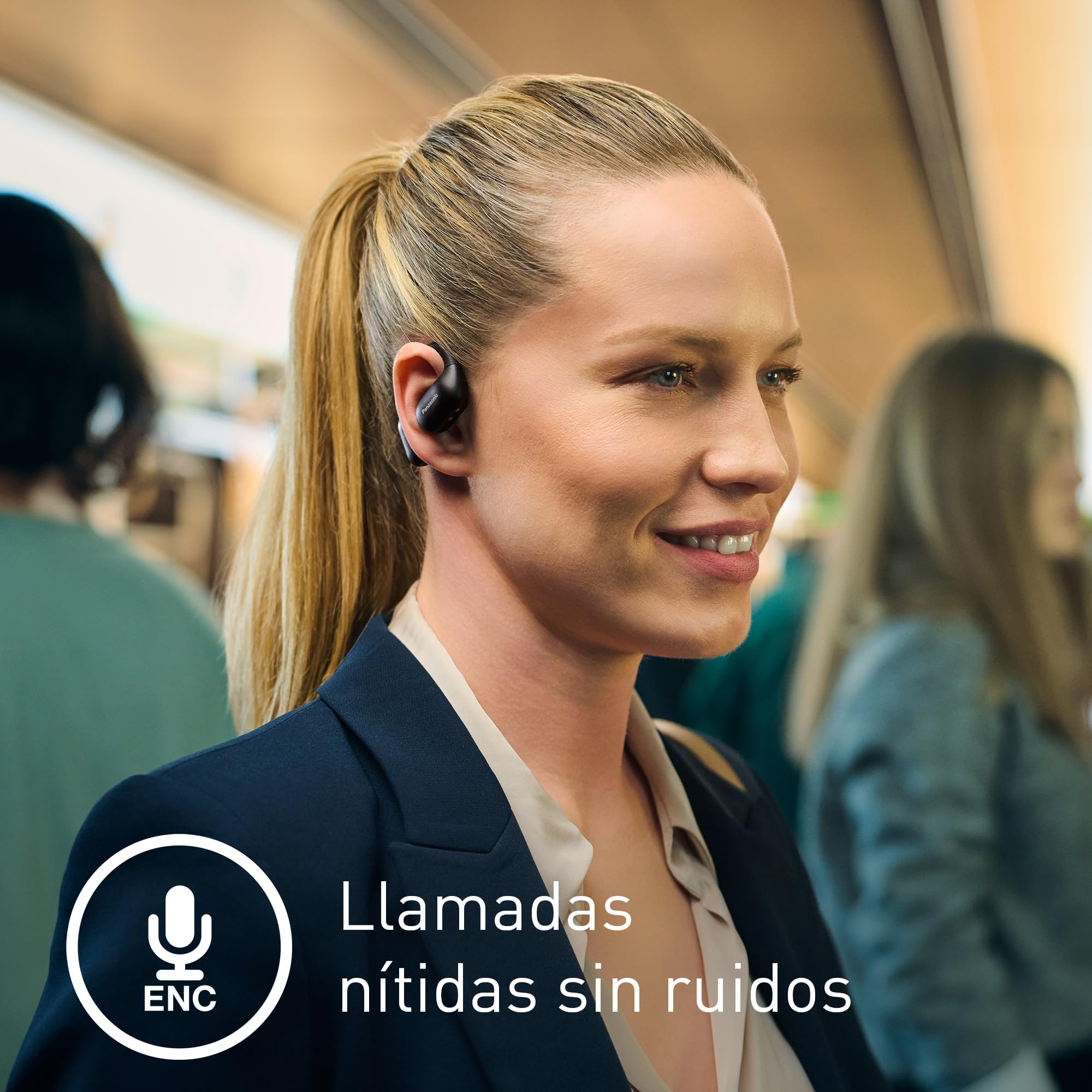 Panasonic RB-F10DE-K Auriculares Inalámbricos de Oído Abierto Sport Deportivos para Running y Fitness, con Micrófono ENC, 25 Horas de Reproducción, Bluetooth 5.4, IPX4, Controles Táctiles, Negro