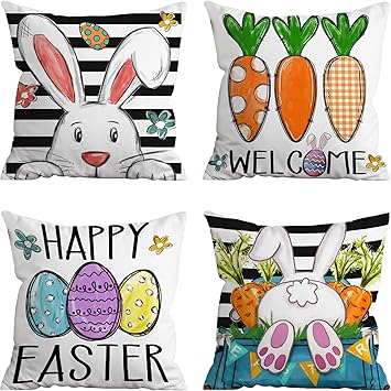 Decorative Easter Pillow Covers 18x18 - Set of 4