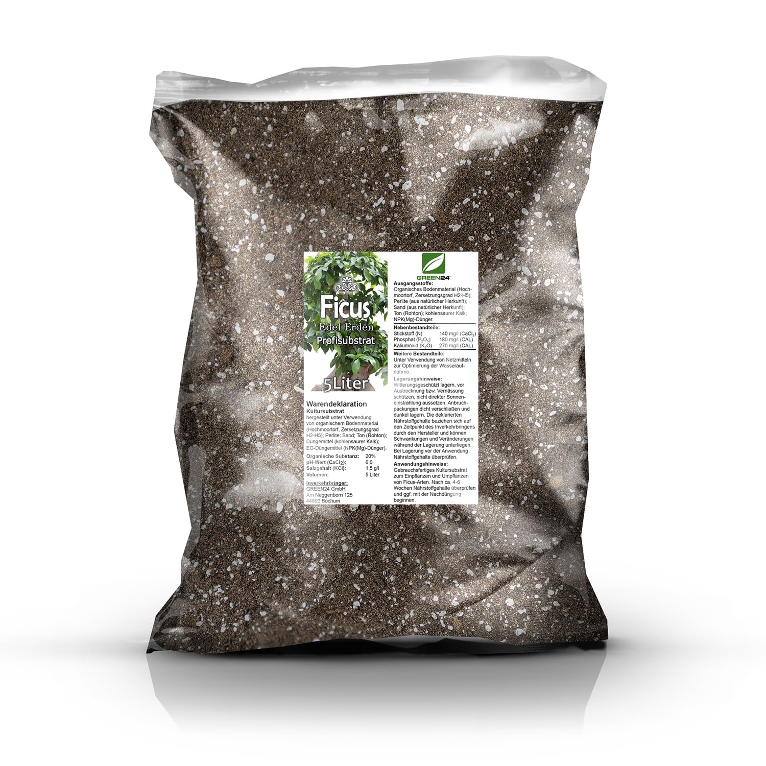 GREEN24 Ficus-Erde Profi Linie  5 Liter Spezialsubstrat fr alle Ficus-Arten  wie Benjamini Ginseng Retusa Microcarpa Religiosa und auch Bonsai,  Chinesische Feige : Amazon.de: Garten