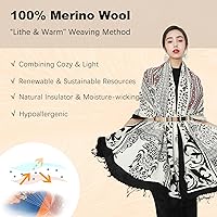 Vista 33 de DANA XU Manta de pashmina extragrande 100% de lana merina, bufanda de viaje, bufanda de cachemira para mujer, otoño e invierno, chal de gran