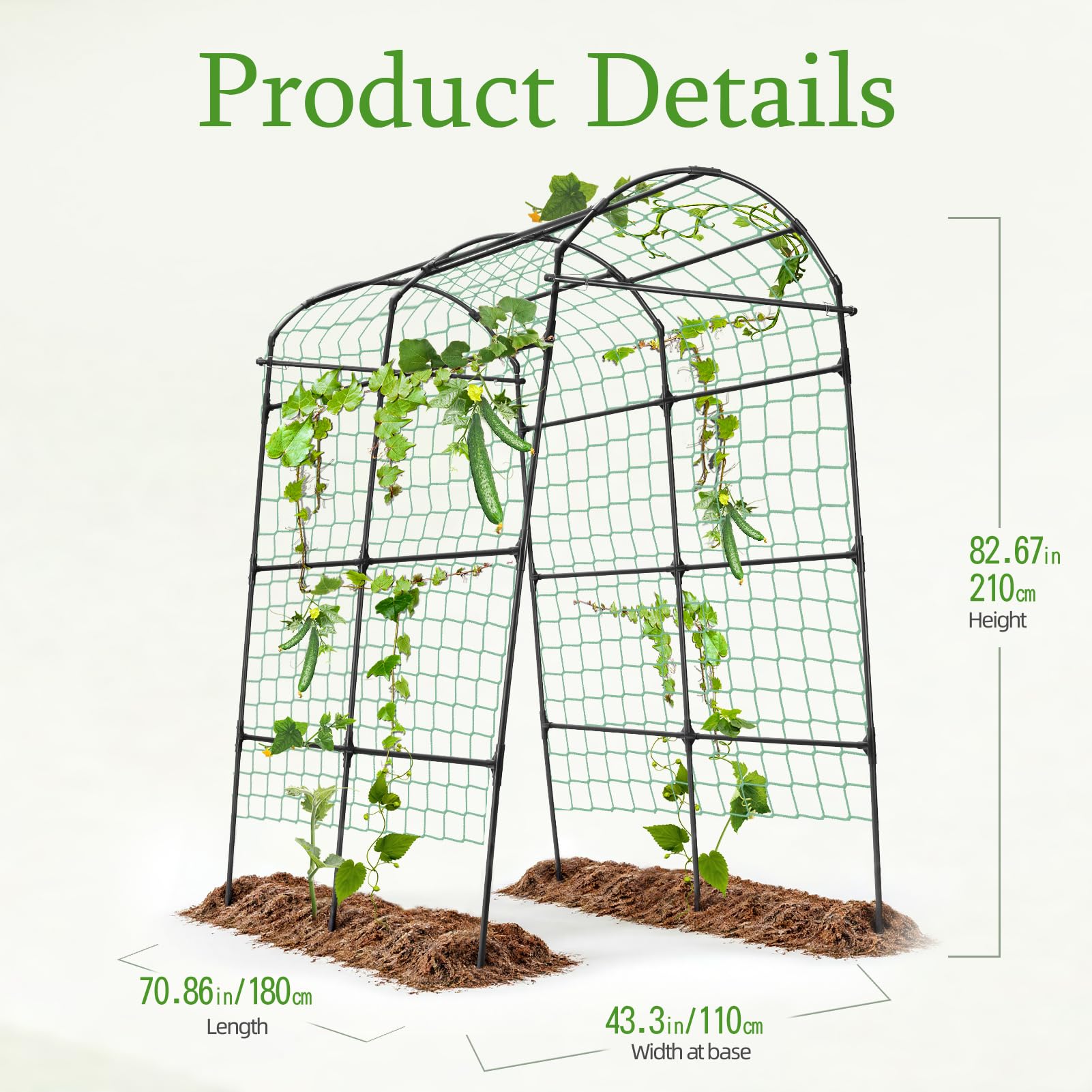 Rankgitter für Kletterpflanzen, Gurken Rankhilfe Metall, Garten Spalier Pflanzenspalier für Tomaten, Gemüse Blumen Kletterpflanzen Schwarz
