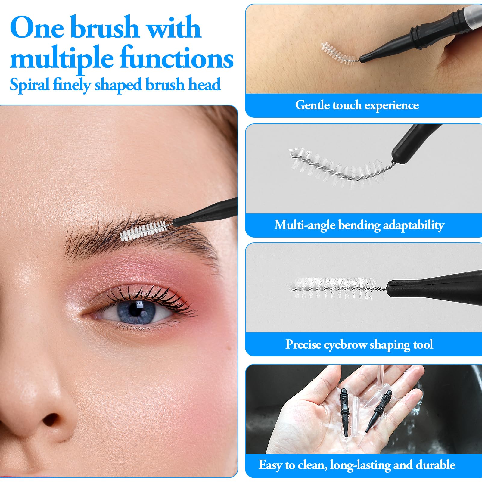 20 Pcs Micro Eyebrow Brush with Cap, Brow Lamination Brush Eyelash Brush Eyebrow Spoolie Lash Lift Tools Lash Filler for Women Men Eyebrows and Eyelashes Extensions - Image 3