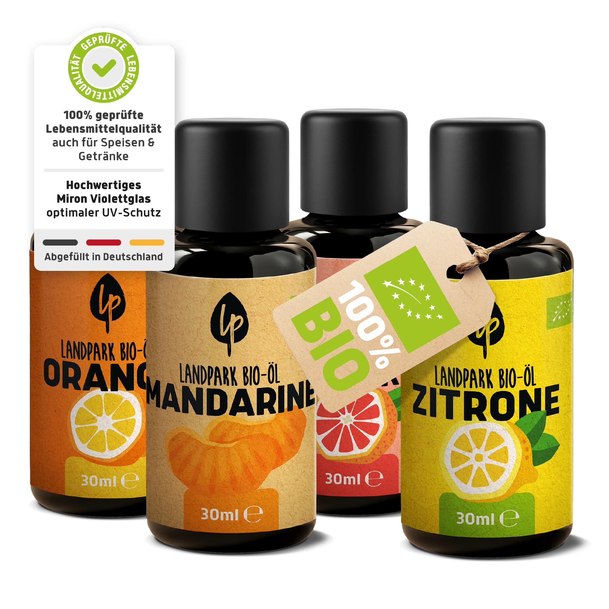 Landpark Ätherisches Bio-Öl Fruchtmix – 30ml – Naturrein – Duftöl Fruchtmix - Glasflasche mit Tropfenverschluss