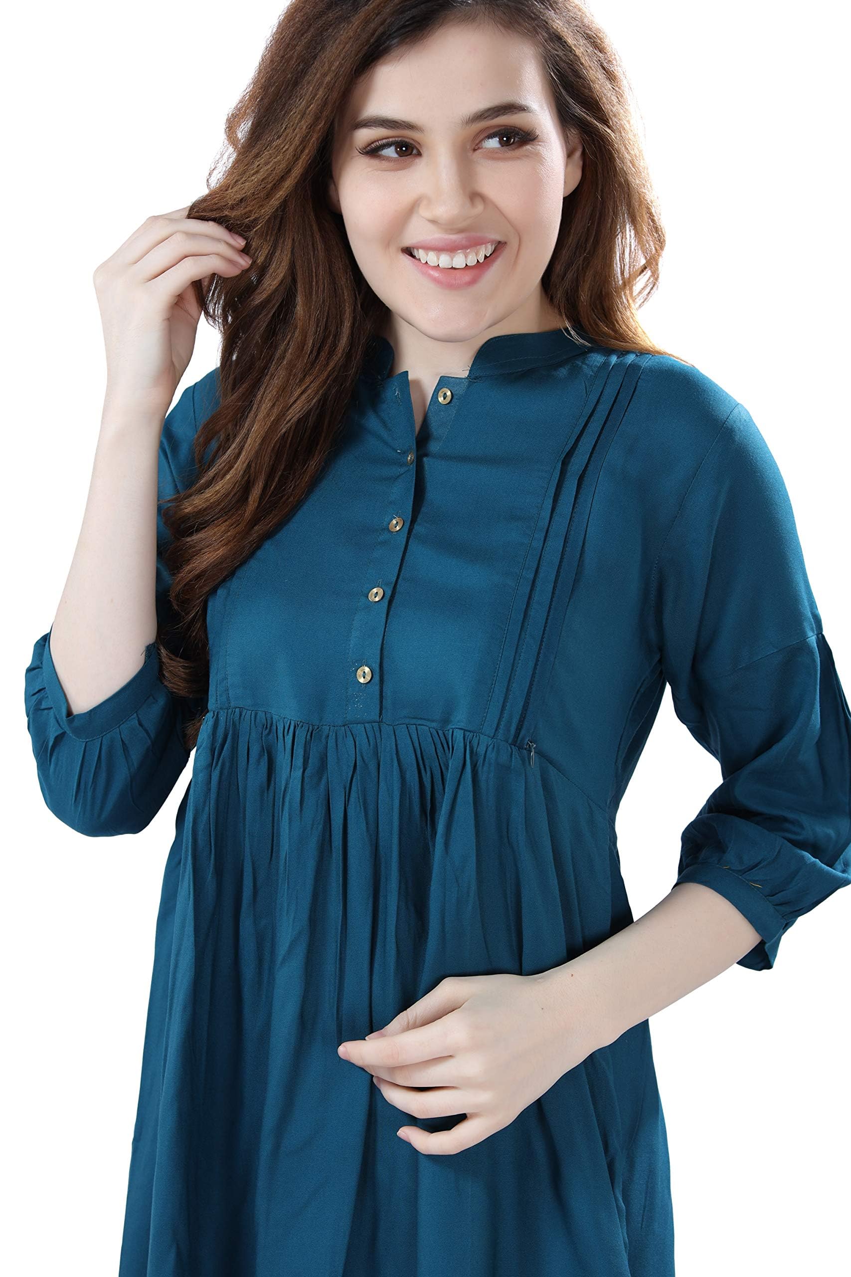 AV2 Women Rayon Regular Fit Kurti Top(8044GM_Teal_Medium) - Image 6 thumbnail