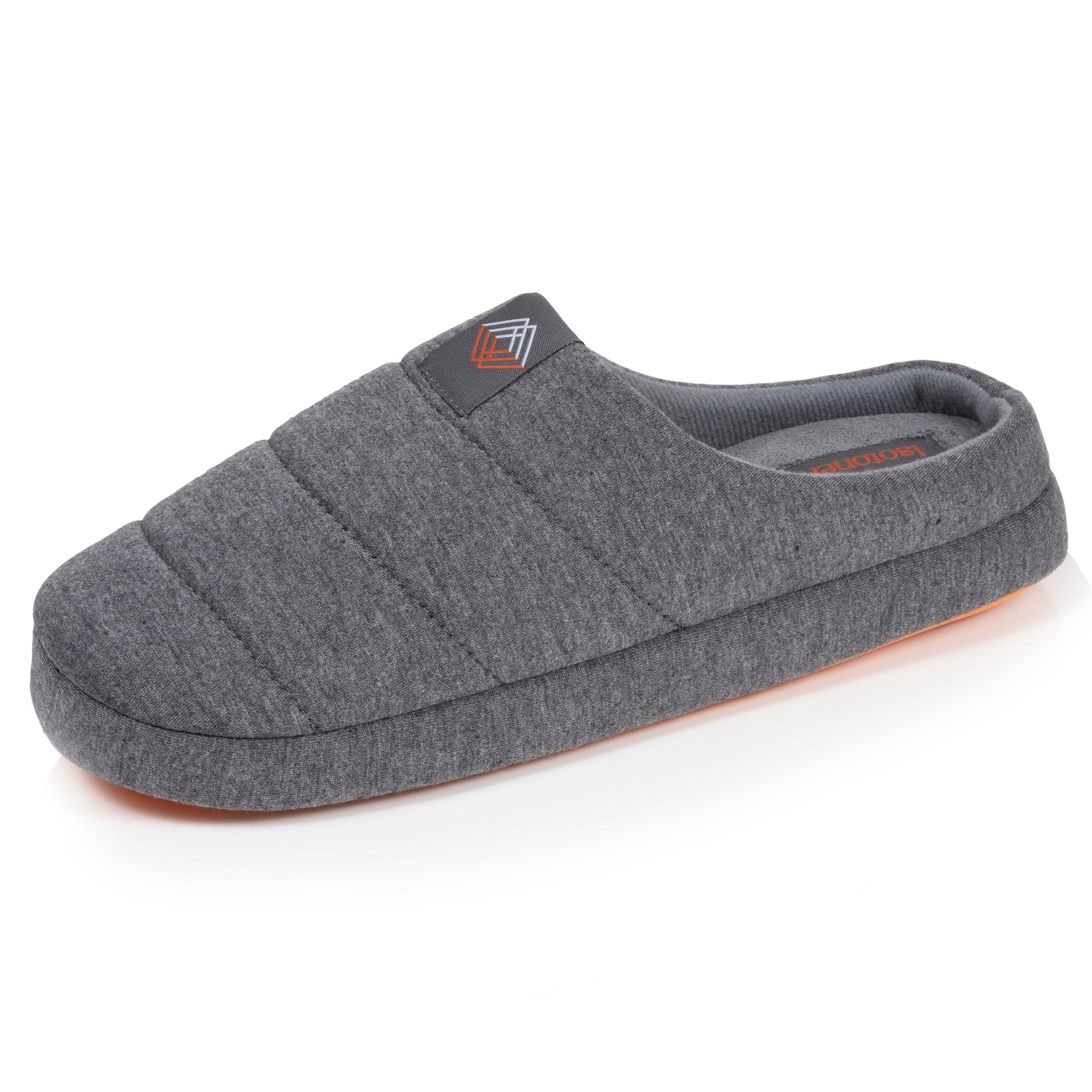 Isotoner Chaussons extra-​light pantoufles Mules homme jersey, semelle gomme antidérapante, 40 EU, gris chiné