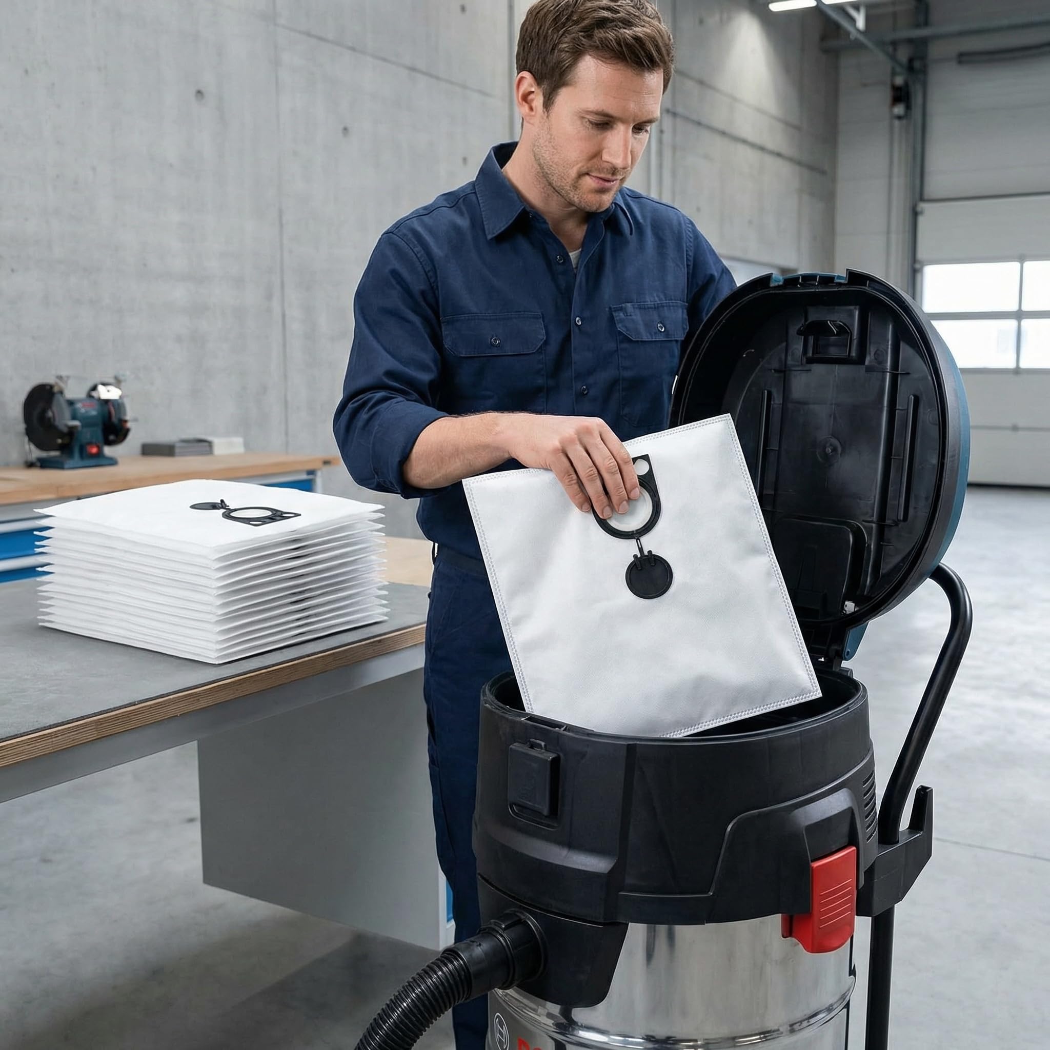 Lot De 15 Sacs D'aspirateur Pour Bosch Gas 25, 50 Vpe Sfc Compatible Avec Bosch Gas 25 L Sfc Professional En Non Tissé Sacs Filtrants Multicouche Haute Résistance À La Déchirure