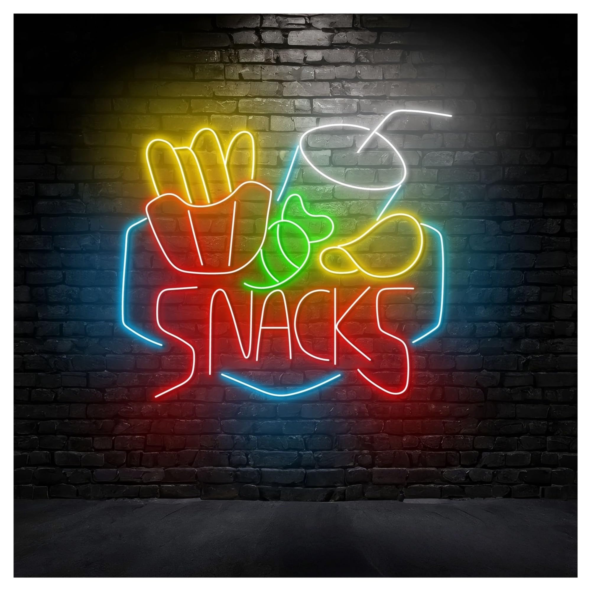 RONGCH Hanging Art Neon Signs Snack Neon Sign, Suitable for Food Store Wall Decor with Dimmable 50cm