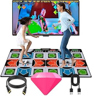 Damcoola Wireless TV Dance Mat Games - 14 Fun Fitness Dance Pads for Kids & Family, 200 Songs, HDMI Plug & Play, Silver Gray
